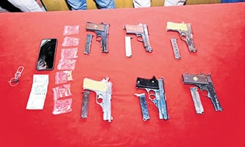 The SCU seized six semi-automatic pistols, as many magazines and 10 rounds of live ammunition from the dealer.