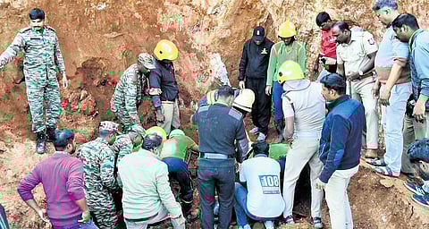 Rescue operations under way at the landslip site in Nilgiris on Saturday
