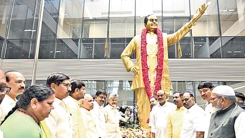 CM Nara Chandrababu Naidu at an event organised to mark the 30th death anniversary of TDP founder NT Rama Rao.