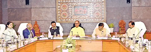 Deputy Chief Minister KV Singh Deo chairs a meeting in Bhubaneswar.