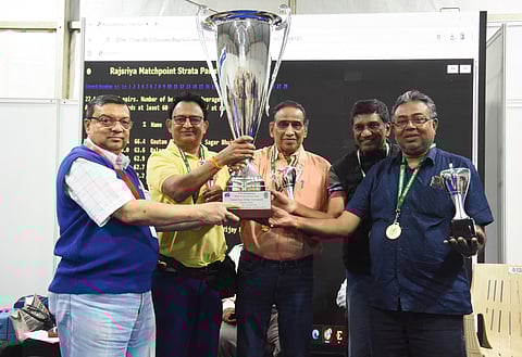 Winners From R Babesh Saha, Ashantha de Mel, R. Krishnan, Uttam Gupta with the trophy given by Debashish Ray(Extreme L), General Secretary, BFI