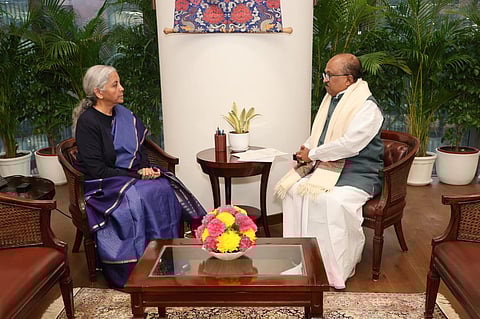 Prof Thomas met Sitharaman at Kartavya Bhavan in Delhi ahead of the Union Budget and raised issues flagged earlier by Kerala Finance Minister K N Balagopal.