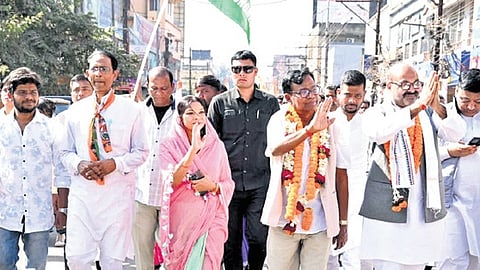 OPCC president Bhakta Das and other Congress leaders during a padyatra
