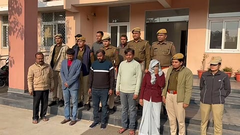 Rajasthan police personnels with the five accused held in OMR sheet manipulation