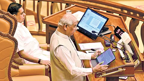Governor Rajendra Arlekar reads the policy address in the assembly