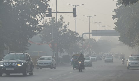 Smog seen near Bharat Mandapam on Tuesday, 20.01.2026. New Delhi.
