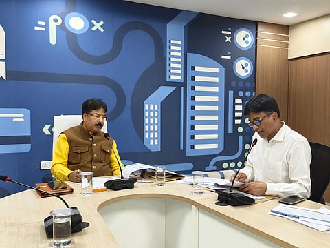 Minister Krushna Chandra Mahapatra announces 20 women to be trained as e-bus drivers for Ama Bus service.