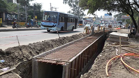 Activists flag safety concerns over stormwater drains built along existing Sathy Road carriageway despite sanctioned widening works seeing little progress.