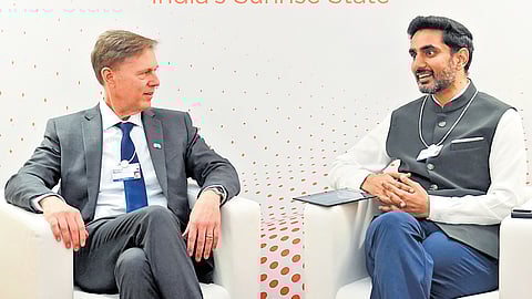 IT Minister Lokesh with Meta Vice President Kevin Martin at Davos.