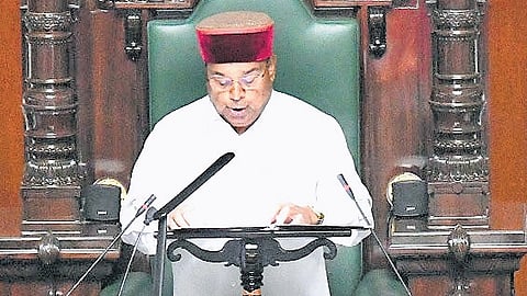 Governor Thaawarchand Gehlot addresses the joint session in Bengaluru on Thursday.