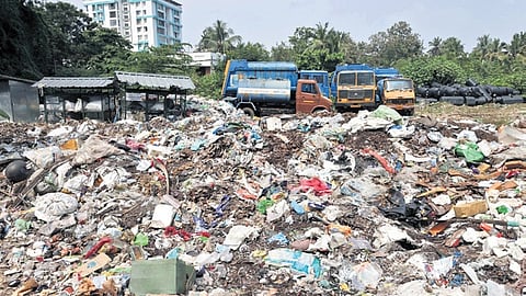 The waste dumping yard at Jagathy in Thiruvananthapuram