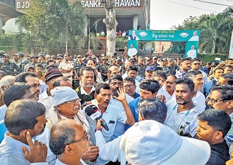 As Arvind Mohapatra suspension sparks mass protest, hundreds of Arvind s supporters gathered outside BJD headquarters in Bhubaneswar to oppose his suspension from the BJD, raising slogans and staging a show of strength on Friday.