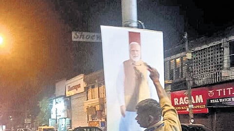 Around 1,500 illegal hoardings related to the PM’s visit were removed overnight by the corporation’s revenue wing following the event held at Putharikandam Maidan on Friday.