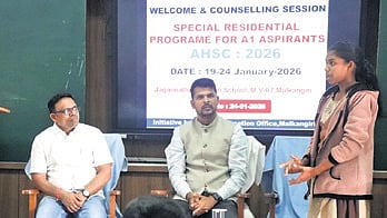 Malkangiri collector Somesh Kumar Upadhyay at a school in MV-7.