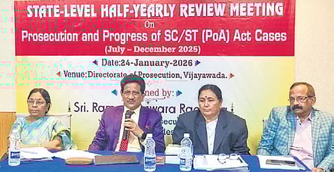 Director of Prosecution (DoP), Ramakoteswara Rao Byra speaking at a review meeting.