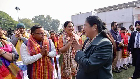 Chief Minister Rekha Gupta and members of her Cabinet attended the 77th Republic Day parade.