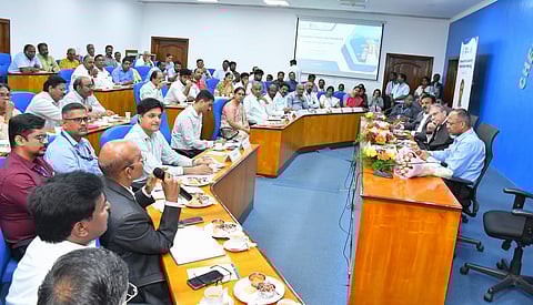 Union Shipping Secretary Vijay Kumar at a meeting with Chennai Port Authority.