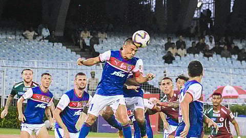 Star player Sunil Chhetri in action during one of the practice sessions | ANI