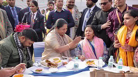 Chief Minister Rekha Gupta hosted a lunch at her residence, Jan Sewa Sadan, for slum dwellers on Jan 26.