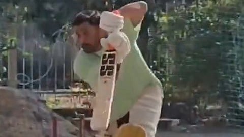 MS Dhoni during a net session at the JSCA Sports Complex in Ranchi