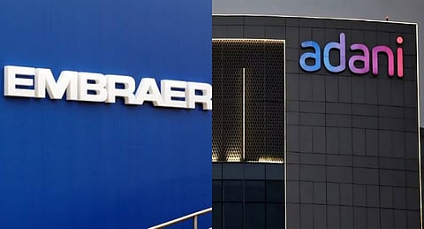Adani. Embraer logo used for representation purposes only.