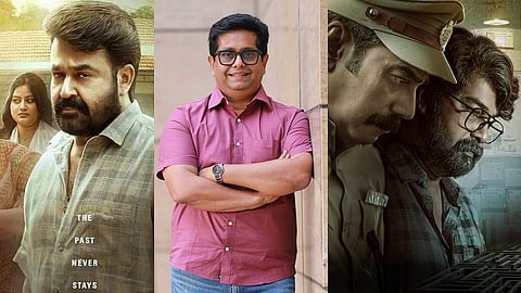 Drishyam 3 poster, Jeethu Joseph, Valathu Vashathe Kallan poster (L-R)
