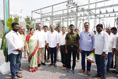 Energy Minister Gottipati Ravi Kumar at the inauguration of the 32/11 kV power substation at Panchedu village in Kovur constituency on Tuesday.