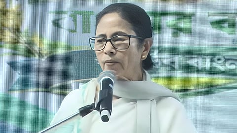 West Bengal Chief Minister Mamata Banerjee addressing a public meeting in Singur of Hoogly district.