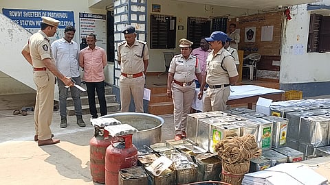 Police seized 840 litres of adulterated oil and 60 litres of crude oil from a thatched house at Dharmavaram near National Higway.