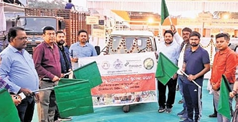Dhenkanal collector Ashish Ishwar Patil flagging off the consignment.