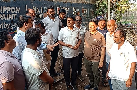 Mayor Paka Suresh speaking to the public during a morning inspection carried out by him across several divisions in Kadapa