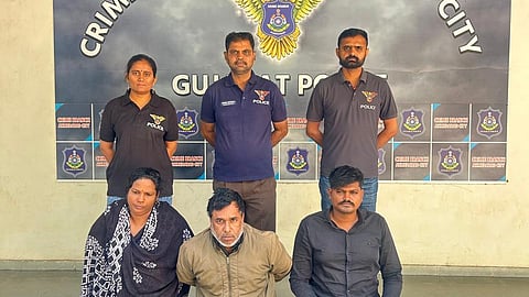 Three persons Roshan Agarwal of Hyderabad, Sumit Yadav of Uttar Pradesh, and Vandana Panchal of Ahmedabad were seated in the car and were arrested on the spot.