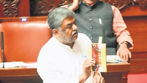 Congress MLC BK Hariprasad addresses the Council on Thursday.