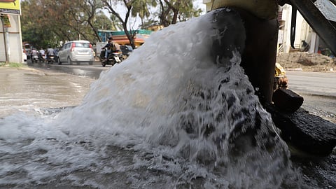 A drinking water pipeline on the Vilankurichi Road in the city burst out as water started gushing out on the road. The motorists were affected as the water flooded the entire stretch. The Suez firm and the Coimbatore City Municipal Corporation (CCMC) officials immediately rushed to the spot and began fixing the leakages.
