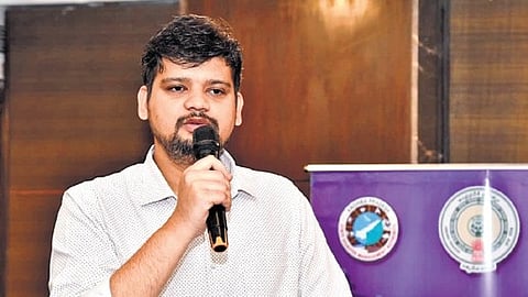 Prakhar Jain, Managing Director of the Andhra Pradesh State Disaster Management Authority (APSDMA) addressing a two-day workshop on Risk Communication and Community Engagement for Disaster Risk Reduction.