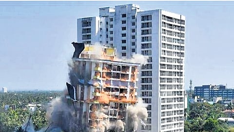 Golden Kayaloram apartment at Maradu, that was demolished in 2020