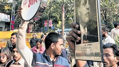 The protests were marked by slogans, assemblies and public discussions, reflecting heightened student mobilisation over caste-based policies in higher education.