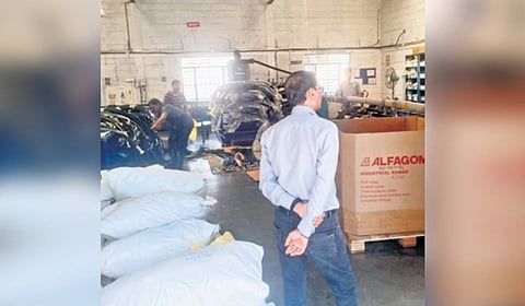 A file photo of the raid at the suspected drug-making unit in Mysuru’s Hebbal Industrial Area