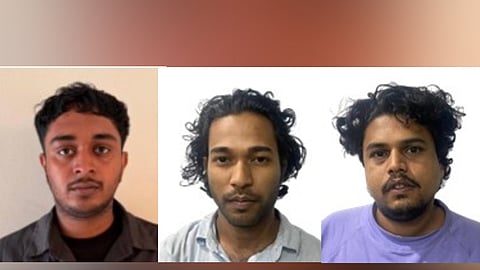 Sooraj Krishna (L) , Adil K P and Mohammed Faisal