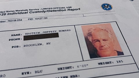 A document that was included in the U.S. Department of Justice release of the Jeffrey Epstein files is photographed Sunday, Feb. 1, 2026, shows the report when Epstein was taken into custody on July 6, 2019.