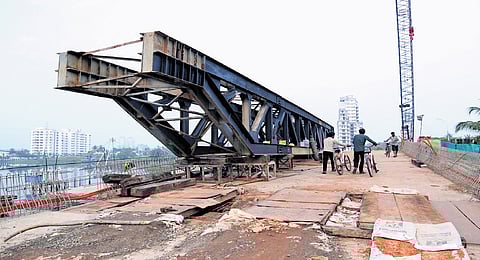 The old bund road bridge in Chilavannoor that has been closed for construction purposes for over two years
