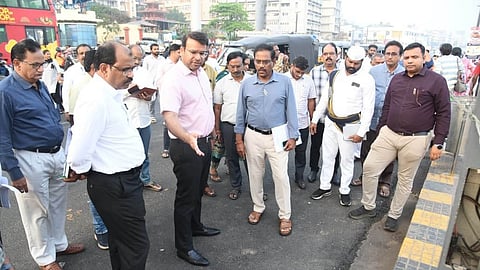 GVMC commissioner inspecting beautification works for upcoming IFR to be held in Visakhapatnam.