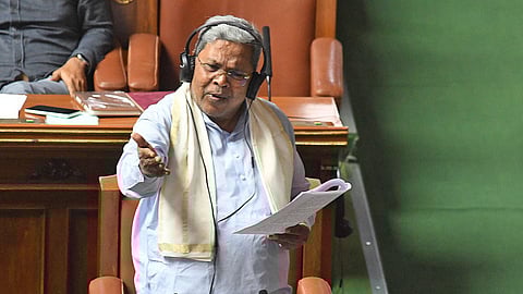CM Siddaramaiah addresses the Assembly in Vidhana Soudha on Tuesday.