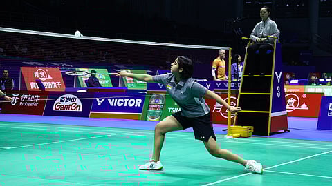 Taking the court first, Tanvi Sharma took just 32 minutes to beat Thet Htar Thuzar 21-13 21-16.