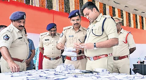 Fake currency notes worth Rs 6.02 lakh, along with printing equipment and other materials, seized by Krishna district police in the case.