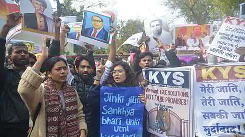 Student protest at North Campus on Tuesday.