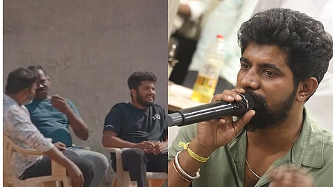 A still from JC - The University (L) and Chethan Jayram (R)