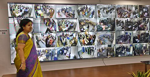 Observers at the Command Control room situated at Telangana Board of Intermediate Education office to monitor inter exams.