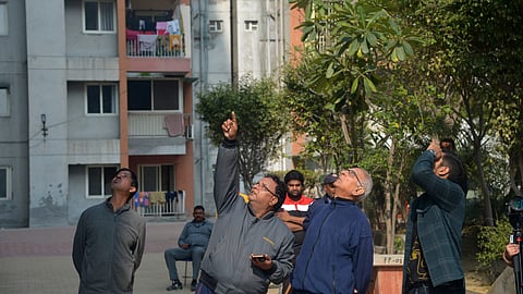 Incident spot, where three minor sisters jump to death from 9th Floor in a Housing Society in Ghaziabad on Wednesday