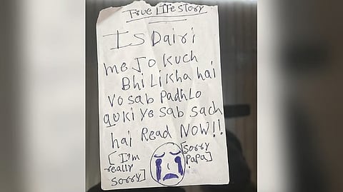 Handwritten note found at the residence of the three minor girls who jumped from the building and died.